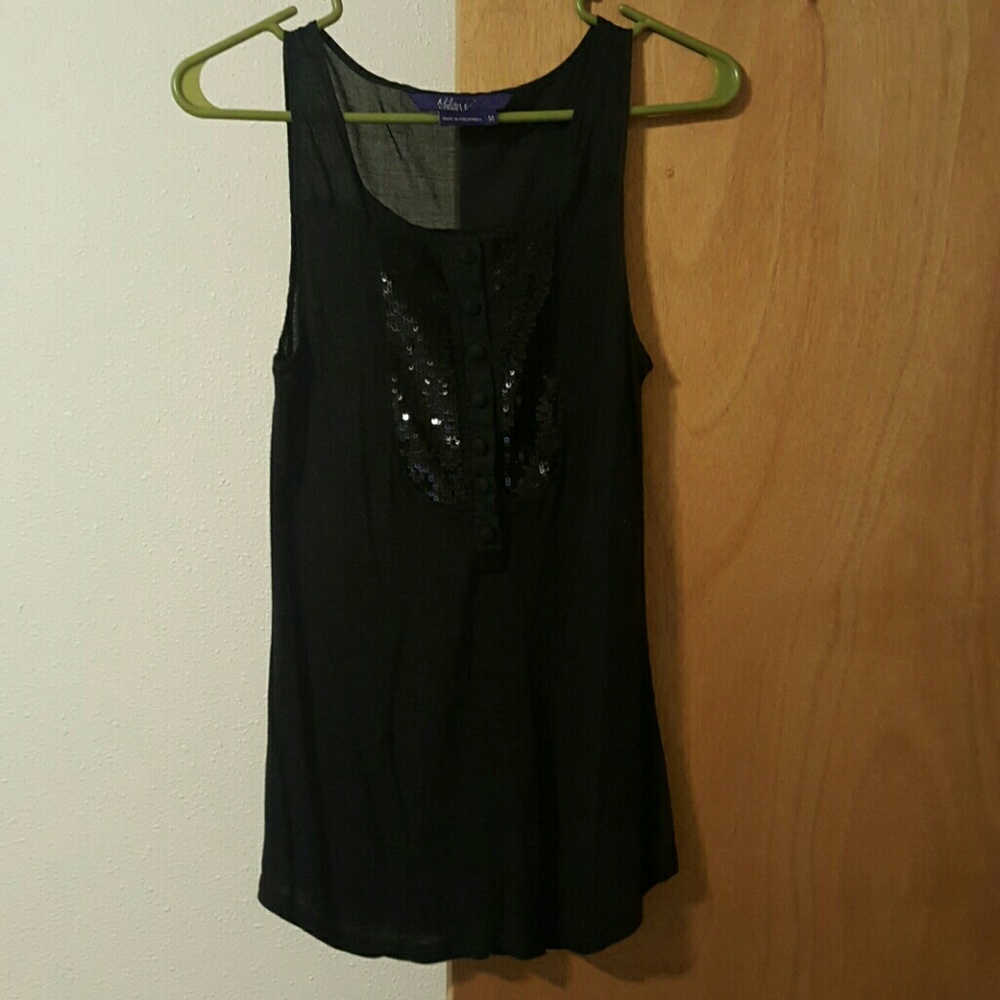 Black Sequined Tank Top M